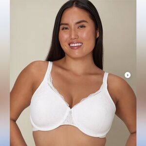 Playtex Gorgeous Look Embroidered Underwire Bra White 44D Style 7576
